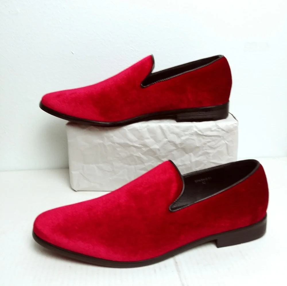 Alberto Fellini Sparko Size 12 Men's Loafers Shoes Red Velour